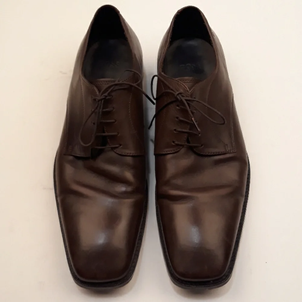 HUGO BOSS Dark‎ Brown Leather Lace Up Sz 9.5 Mens Dress Shoes